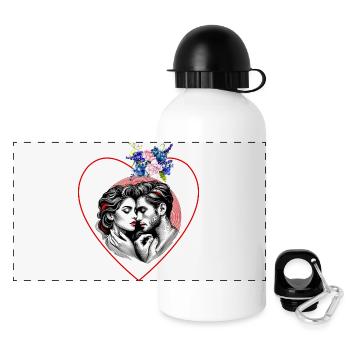 Heart duo in flower frame - Panoramic Thermal Bottle with Lid 500 ml - white - Front