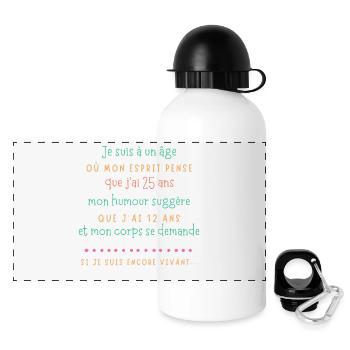 Âge et humour esprit jeune - Gourde panoramique avec couvercle 500 ml - blanc - Devant