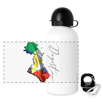 (RU) Drapeau du Daghestan en (RU) Daghestan Carte FR - Gourde panoramique avec couvercle 500 ml - blanc - Devant