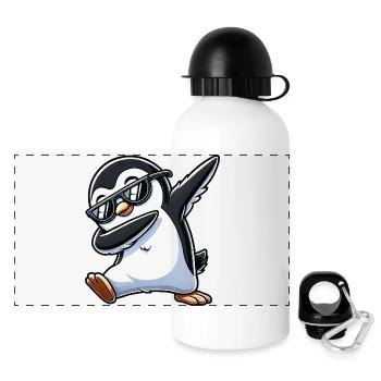 Cool Penguin Dab Lunettes de soleil Dessin animé - Gourde panoramique avec couvercle 500 ml - blanc - Devant