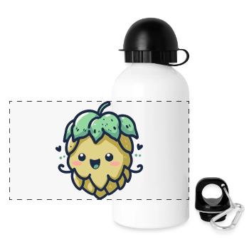 Happy Hop Buddy - Mascotte mignonne de brassage de bière - Gourde panoramique avec couvercle 500 ml - blanc - Devant