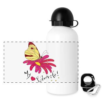 my favorite Schmetterling - Panorama Trinkflasche mit Deckel 500 ml - Weiß - Vorne