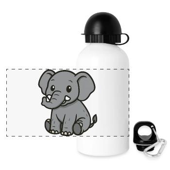 Niedlicher Cartoon-Elefant – Sanfter Riese - Panorama Trinkflasche mit Deckel 500 ml - Weiß - Vorne
