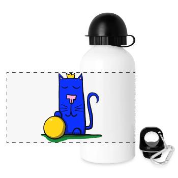 Cat with crown - Panoramic Thermal Bottle with Lid 500 ml - white - Front