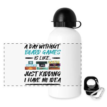 Ein Tag ohne Brettspiele - lustiger Spruch - Panorama Trinkflasche mit Deckel 500 ml - Weiß - Vorne