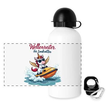 Surfeur Licorne - Gourde panoramique avec couvercle 500 ml - blanc - Devant