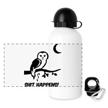 eule shit happens - Panorama Trinkflasche mit Deckel 500 ml - Weiß - Vorne