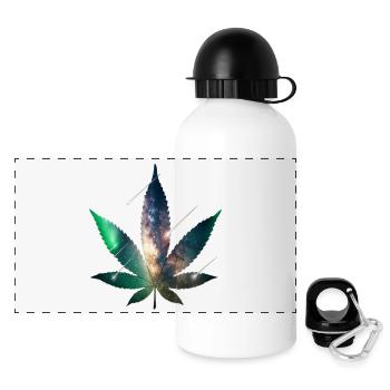 Galaxy Hanfblatt - Cannabis - Weed - Panorama Trinkflasche mit Deckel 500 ml - Weiß - Vorne