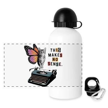 Chat papillon Chaos - Gourde panoramique avec couvercle 500 ml - blanc - Devant
