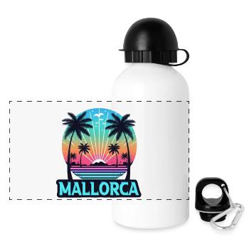 Mallorca Neon Sonnenuntergang - Panorama Trinkflasche mit Deckel 500 ml - Weiß - Vorne