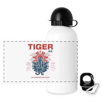 Illustration japonaise du tigre - Gourde panoramique avec couvercle 500 ml - blanc - Devant
