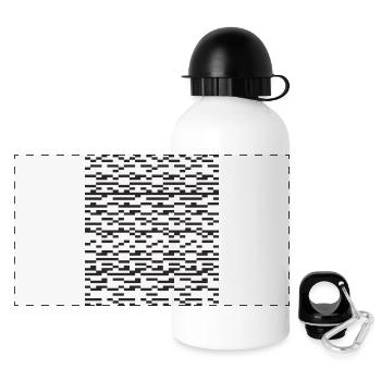 Noir Stripe pixelled Glitch Grid - Panoramic Thermal Bottle with Lid 500 ml - white - Front