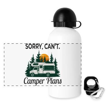 Sorry, Can't. Camper Plans – Retro Camping Design - Panoramic Thermal Bottle with Lid 500 ml - white - Front