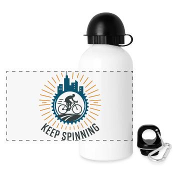 Fahrradfahren  - Panorama Trinkflasche mit Deckel 500 ml - Weiß - Vorne