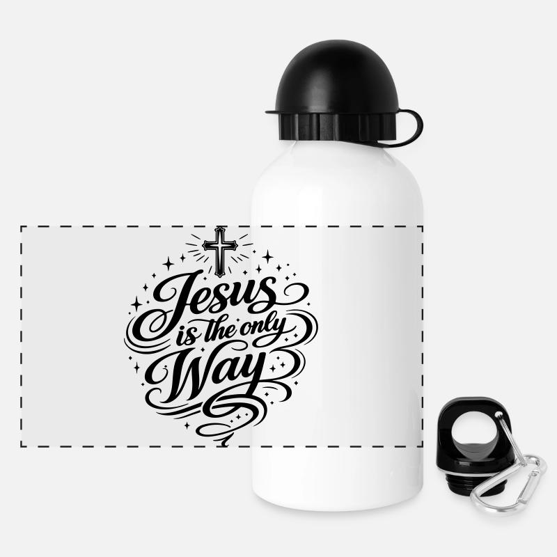 Jesus er den eneste vej - Panoramisk termoflaske med låg 500 ml - hvid