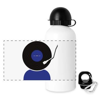 Tête de disque vinyle - Gourde panoramique avec couvercle 500 ml - blanc - Devant