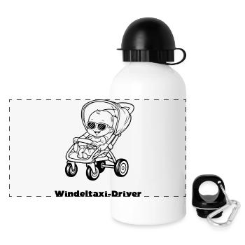 Windeltaxi-Driver - Panorama Trinkflasche mit Deckel 500 ml - Weiß - Vorne