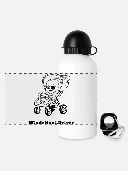 Diaper Taxi Driver - Panoramic Thermal Bottle with Lid 500 ml - white