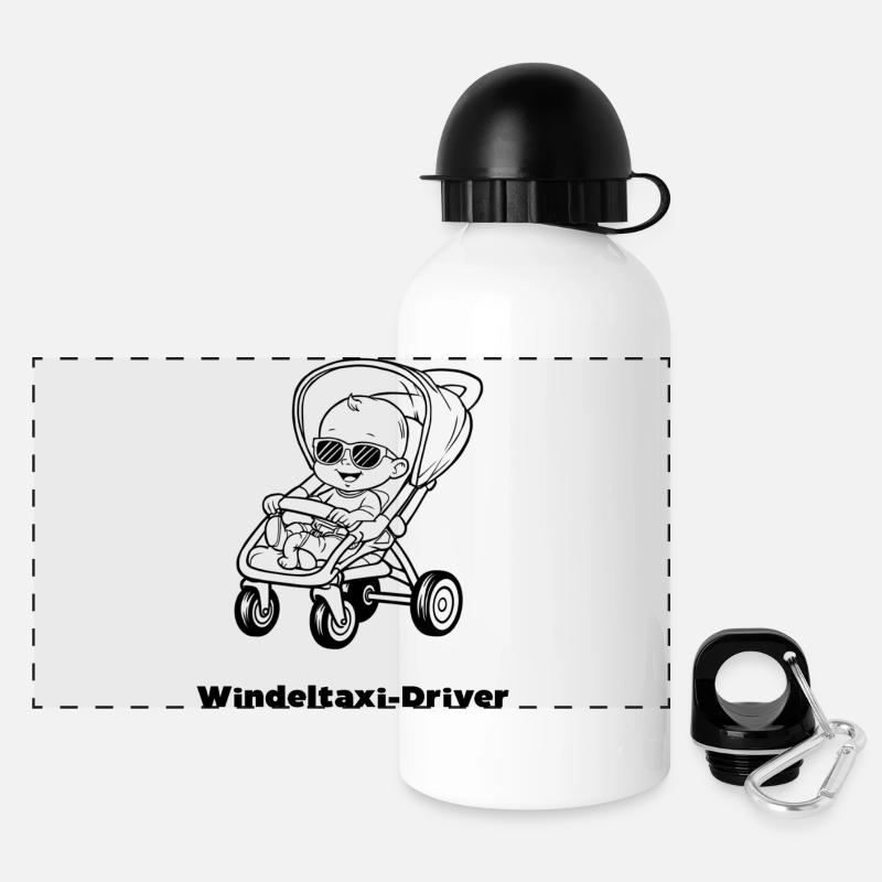 Diaper Taxi Driver - Panoramic Thermal Bottle with Lid 500 ml - white