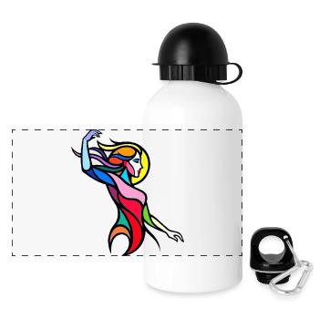 Bunte, abstrakte tanzende Frau - Panorama Trinkflasche mit Deckel 500 ml - Weiß - Vorne