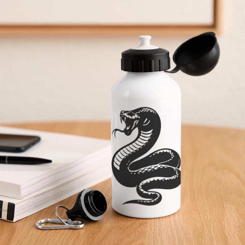 Silhouette du python serpent Gourde panoramique avec couvercle 500 ml