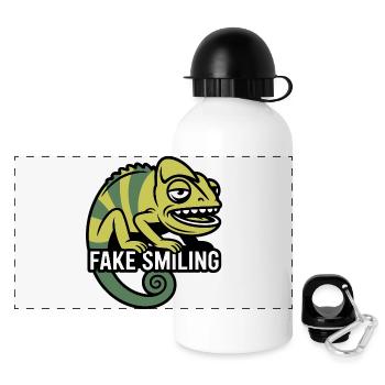 Fake Smiling Chameleon - Panoramic Thermal Bottle with Lid 500 ml - white - Front