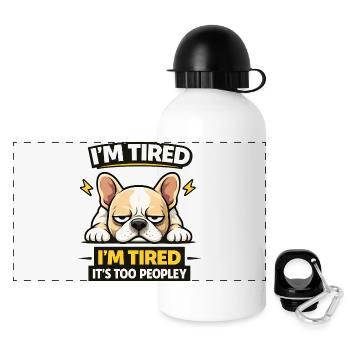 Tee Bulldog fatigué - Gourde panoramique avec couvercle 500 ml - blanc - Devant
