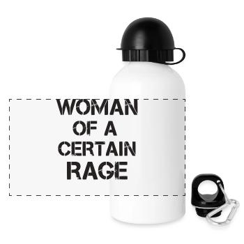 Woman of a Certain Rage Schablonen Schrift Motiv - Panorama Trinkflasche mit Deckel 500 ml - Weiß - Vorne