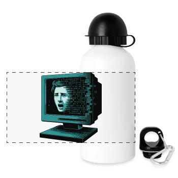 Retro Computer Terror Retroglitch AI - Panoramic Thermal Bottle with Lid 500 ml - white - Front