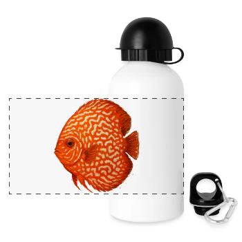 Oranger Diskusfisch-Aquarium Amazonas - Panorama Trinkflasche mit Deckel 500 ml - Weiß - Vorne