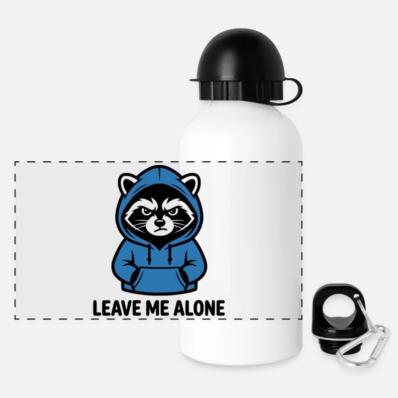 Introvertierter Waschbär – Lass mich in Ruhe Design - Panorama Trinkflasche mit Deckel 500 ml - Weiß