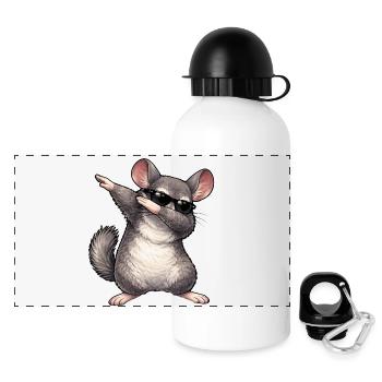 Dabbing Chinchilla - Panorama Trinkflasche mit Deckel 500 ml - Weiß - Vorne
