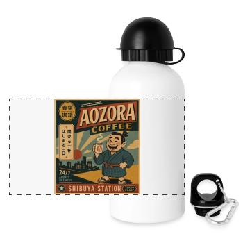 AOZORA Kaffee Shibuya Retro-Plakat - Panorama Trinkflasche mit Deckel 500 ml - Weiß - Vorne