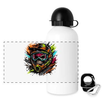 Conception du crâne de casque de motocross - Gourde panoramique avec couvercle 500 ml - blanc - Devant