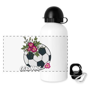 Football avec des roses - Gourde panoramique avec couvercle 500 ml - blanc - Devant