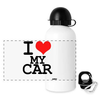 car - Panorama Trinkflasche mit Deckel 500 ml - Weiß - Vorne