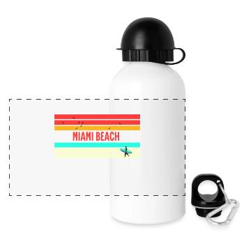 Miami Beach: Perfect Gift & Souvenir - Panoramic Thermal Bottle with Lid 500 ml - white - Front