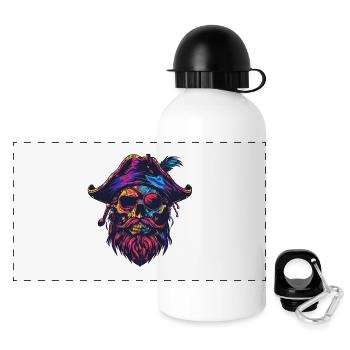 Crâne de pirate - Gourde panoramique avec couvercle 500 ml - blanc - Devant