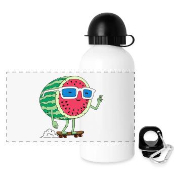 Pastèque et été - Gourde panoramique avec couvercle 500 ml - blanc - Devant