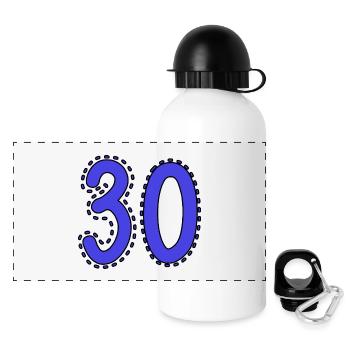 30. 30 ANS. 30e ANNIVERSAIRE. ANNIVERSAIRE 30 ANS. - Gourde panoramique avec couvercle 500 ml - blanc - Devant