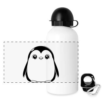 Niedlicher Pinguin als Vektorgrafik - Panorama Trinkflasche mit Deckel 500 ml - Weiß - Vorne