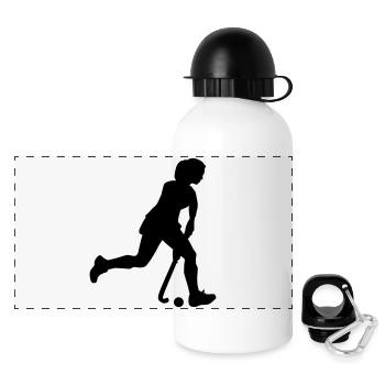 hockey_woman_1c - Gourde panoramique avec couvercle 500 ml - blanc - Devant