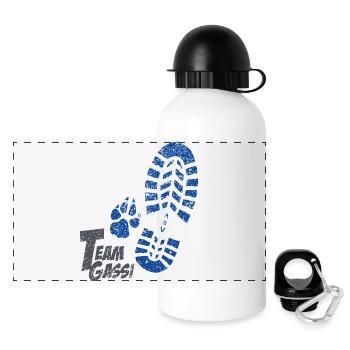 Fussabdruecke blau - Panorama Trinkflasche mit Deckel 500 ml - Weiß - Vorne