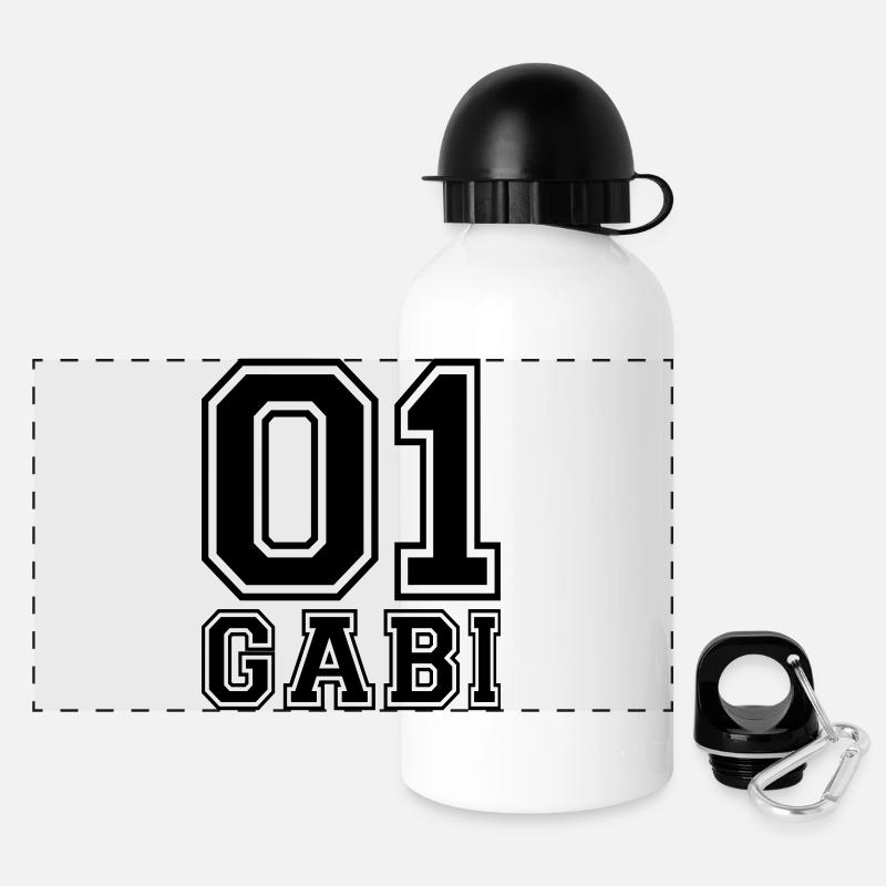 Gabi - Name - Panorama Trinkflasche mit Deckel 500 ml - Weiß
