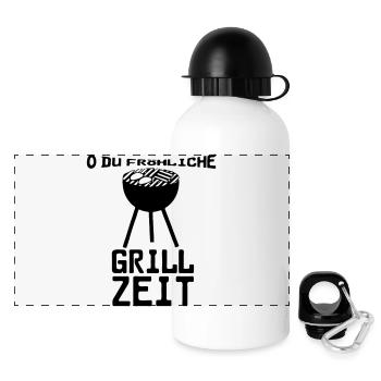 O du fröhliche Grillzeit Grillen Party Geschenk - Panorama Trinkflasche mit Deckel 500 ml - Weiß - Vorne