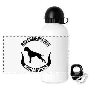 Boxermenschen sind anders - Panorama Trinkflasche mit Deckel 500 ml - Weiß - Vorne