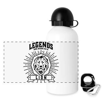 legends are born as a lion Löwe Sternzeichen - Panorama Trinkflasche mit Deckel 500 ml - Weiß - Vorne