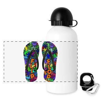 Geckos FLIP FLOP - Panorama Trinkflasche mit Deckel 500 ml - Weiß - Vorne
