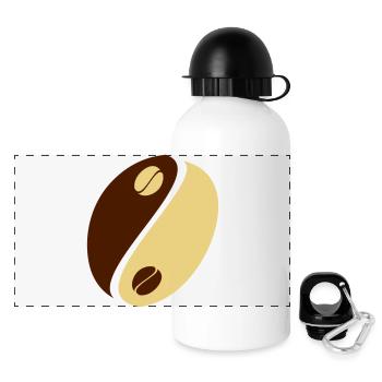 Coffee Bean Yin Yang - Gourde panoramique avec couvercle 500 ml - blanc - Devant