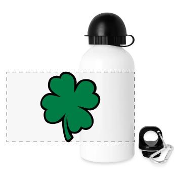 shamrock four-leaf clover irland - Panoramic Thermal Bottle with Lid 500 ml - white - Front